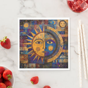 Serviette En Papier Alchimie Céleste Mystique Soleil Lune