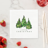 Serviette En Papier Alcohol Ink Design Christmas Tree Holiday Napkins (En situation)