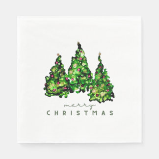 Serviette En Papier Alcohol Ink Design Christmas Tree Holiday Napkins