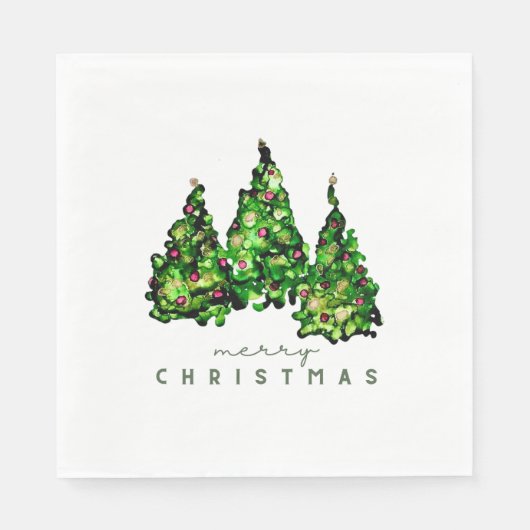 Serviette En Papier Alcohol Ink Design Christmas Tree Holiday Napkins (Devant)