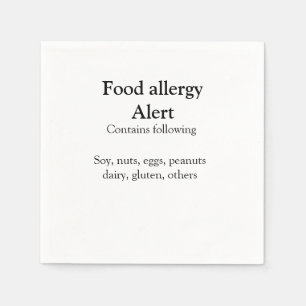 Serviette En Papier Alerte d'allergie alimentaire ajouter le nom des a