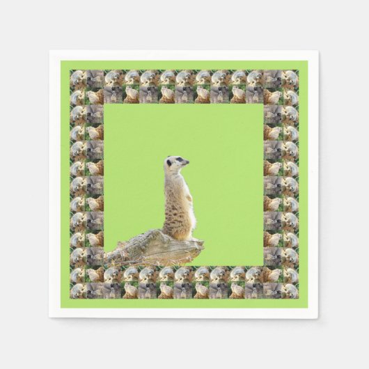 Serviette En Papier Alerte Meerkat encadrée par Meerkats, (Devant)