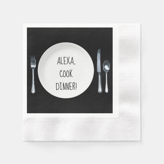Serviette En Papier Alexa Command à cuisiner le dîner dans l'assiette (Devant)