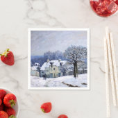 Serviette En Papier Alfred Sisley - Place Chenil à Marly, Effet Neige (En situation)