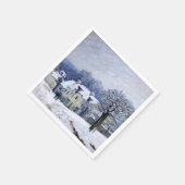 Serviette En Papier Alfred Sisley - Place Chenil à Marly, Effet Neige (Coin)