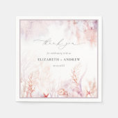 Serviette En Papier Algues sous-marines | Mariage aquarelle coquillage (Devant)