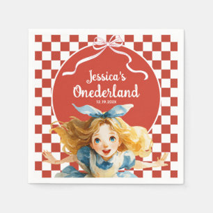 Serviette En Papier Alice à carreaux rouges dans ONEDERLAND 1er annive