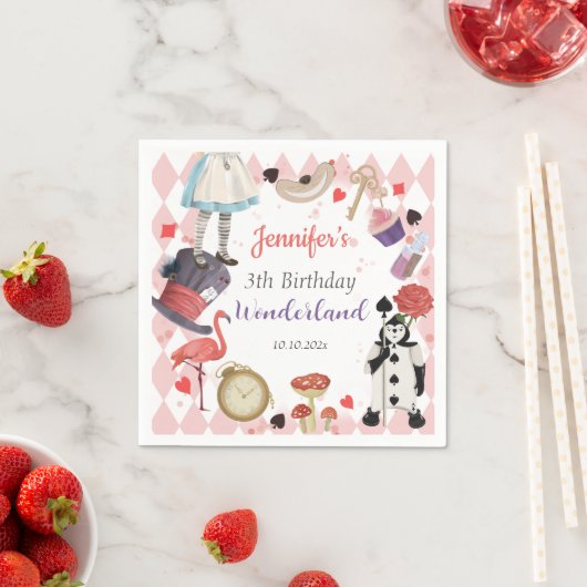 Serviette En Papier Alice au pays des merveilles (En situation)