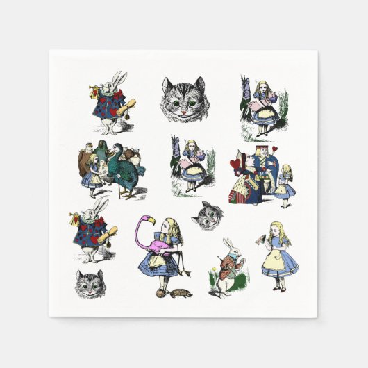 Serviette En Papier Alice au pays des merveilles Lapin blanc et fête d (Devant)