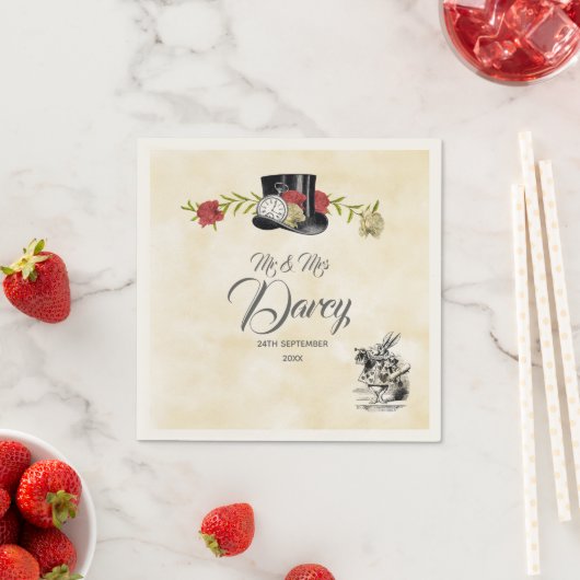 Serviette En Papier Alice au pays des merveilles Napkin jetable (En situation)