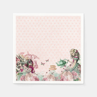 Serviette En Papier Alice au pays des merveilles Tea Party Blush & Min