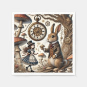 Serviette En Papier Alice au pays des merveilles Thé Art lapin blanc (Devant)