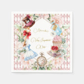 Serviette En Papier Alice Au Pays Des Merveilles Thème Floral Rose Per (Devant)