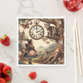 Serviette En Papier Alice & Cheshire Cat: Whimsical Wonderland Fantasy (En situation)