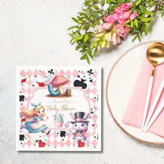 Serviette En Papier Alice dans le Baby shower du pays des merveilles