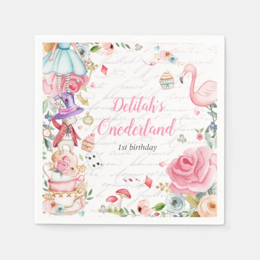 Serviette En Papier Alice dans l'Onederland 1er anniversaire Mad Tea P (Devant)