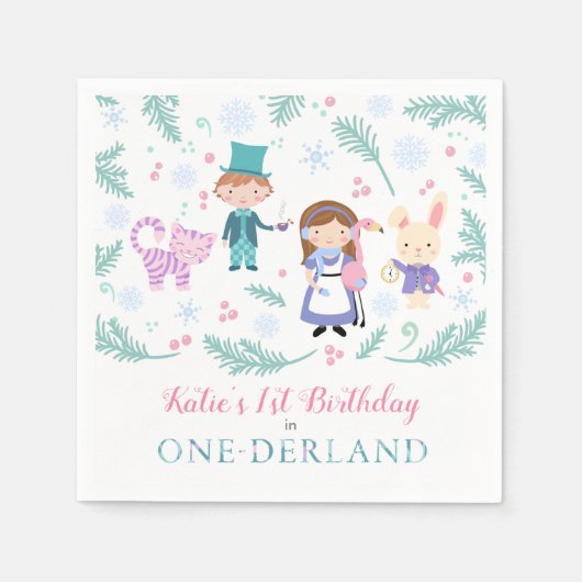Serviette En Papier Alice dans un désert d'hiver fête d'anniversaire (Devant)