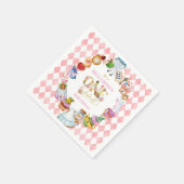 Serviette En Papier Alice in Wonderland 1st birthday Pink  (Coin)