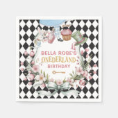 Serviette En Papier Alice in Wonderland Flower Frame  1st birthday (Devant)