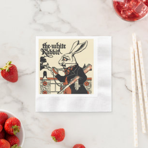 Serviette En Papier Alice Lapin Blanc Classique Wonderland
