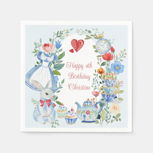 Serviette En Papier Alice lunaire au pays des merveilles (Devant)