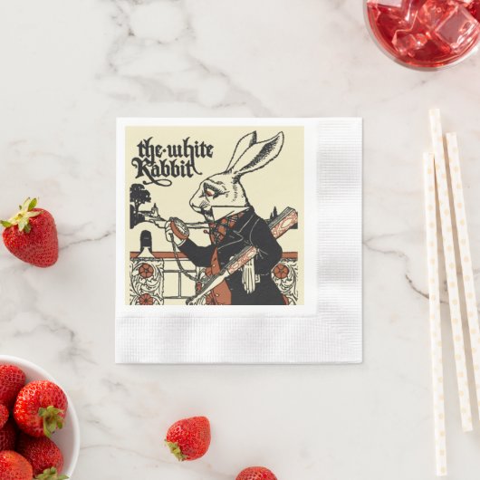 Serviette En Papier Alice White Rabbit Classic Wonderland (En situation)
