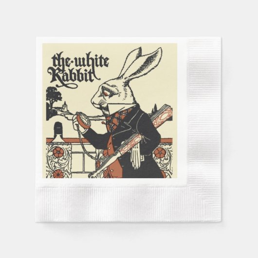 Serviette En Papier Alice White Rabbit Classic Wonderland (Devant)