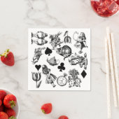 Serviette En Papier Alice White Rabbit Wonderland Classic (En situation)