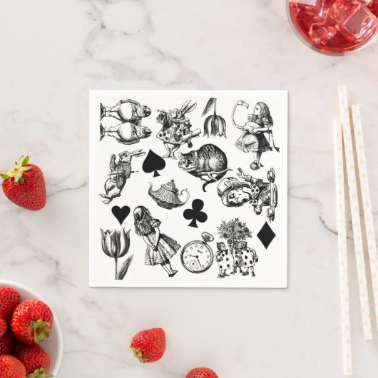 Serviette En Papier Alice White Rabbit Wonderland Classic (En situation)