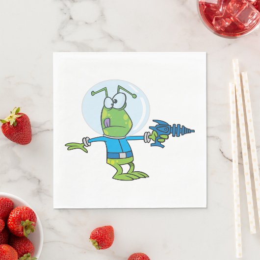 Serviette En Papier Alien drôle avec Ray Gun Sci-Fi Space Invader