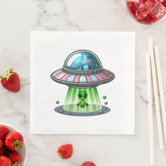 Serviette En Papier Alien enlevant une vache (En situation)
