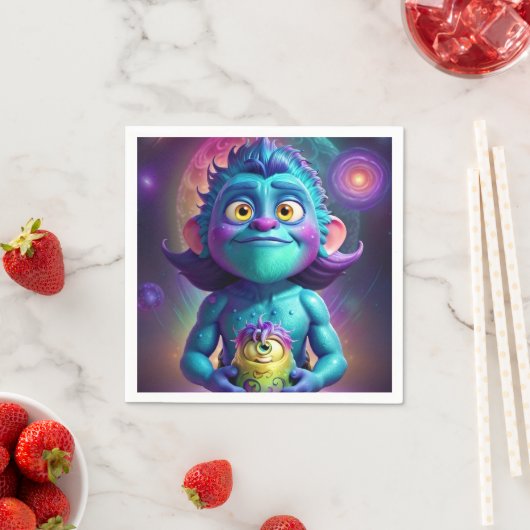 Serviette En Papier Alien et ami de l'espace (En situation)