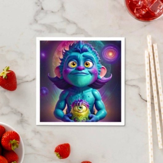 Serviette En Papier Alien et ami de l'espace