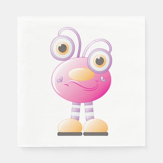 Serviette En Papier Alien Rose mignon Avec Grands Yeux (Devant)
