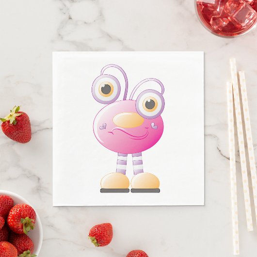 Serviette En Papier Alien Rose mignon Avec Grands Yeux