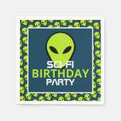 Serviette En Papier Alien Sci-fi Vert, Anniversaire (Devant)