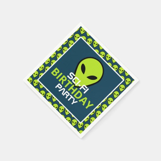 Serviette En Papier Alien Sci-fi Vert, Anniversaire (Coin)
