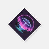 Serviette En Papier Alien vaisseau spatial rétro futuriste (Coin)