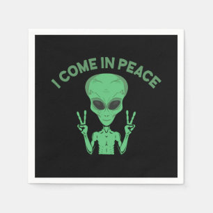 Serviette En Papier Alien Vert Je Viens En Paix OVNI Extraterrestre