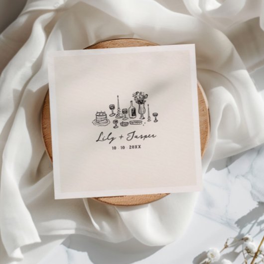 Serviette En Papier Aliments Mariages tirés à la main