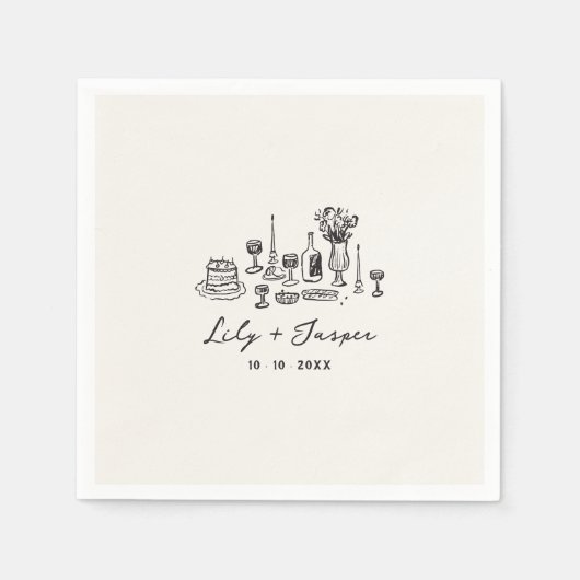 Serviette En Papier Aliments Mariages tirés à la main (Devant)