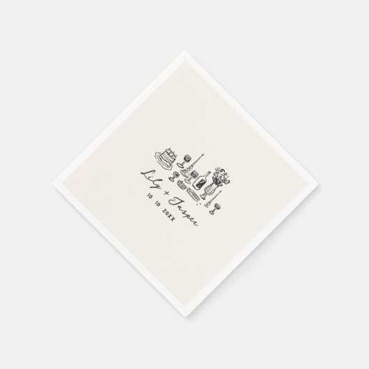 Serviette En Papier Aliments Mariages tirés à la main (Coin)
