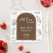 Serviette En Papier All I Sea is Love Brown Seashells Doodles  (En situation)