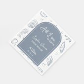 Serviette En Papier All I Sea is Love Dusty Blue Seashells Doodles (Coin)