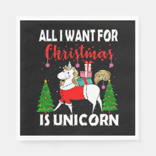 Serviette En Papier All I Want For Christmas Is Unicorn