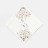 Serviette En Papier All White Floral Wedding (Coin)
