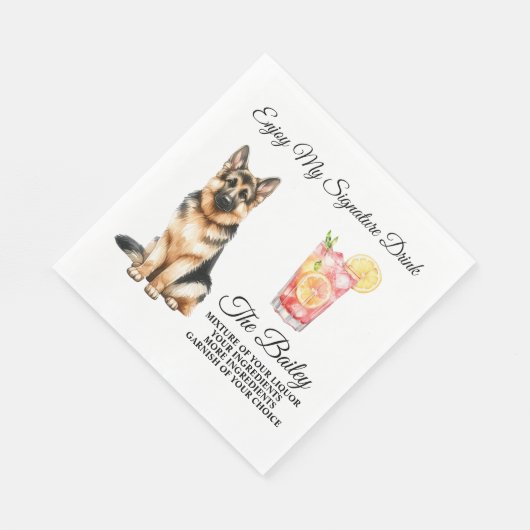 Serviette En Papier Allemand Berger Signature Boire Mariage Animaux de (Coin)