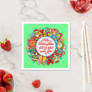 Serviette En Papier Allemand Joyeux Noël et Bonne Année