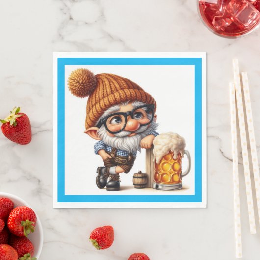 Serviette En Papier Allemand Oktoberfest Beer Gnome (En situation)
