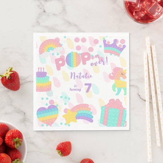 Serviette En Papier Allez-y ! Pastel pop it anniversaire enfant (En situation)